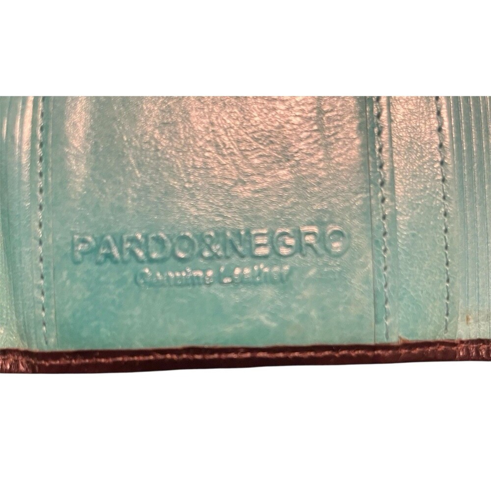 Pardo & Negro Genuine Leather Women's Wallet Brown with Turquoise Organizer GUC - Picture 4 of 16